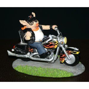 Road Hogs "Hog Wild " Pig On Motorcycle Hamilton Collection Figurine